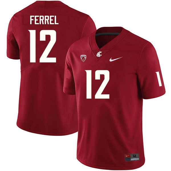 Men #12 Robert Ferrel Washington State Cougars College Football Jerseys Sale-Crimson